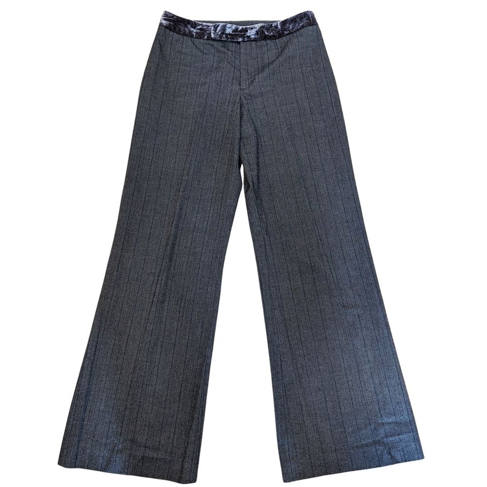 Rare Nine West Mini Herringbone w Pinstripe & Velvet Waistband Full Straight Leg